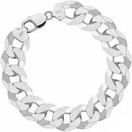 Bransolety męskie - Bransoletka Srebrna Pancerka Męska Pełna Diamentowana 1,40 cm Grawer Gratis - miniaturka - grafika 1