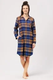 Koszula nocna z czystej bawełnianej flaneli z błyszczącą nitką LND 481 Key - Bielizna nocna - miniaturka - grafika 1