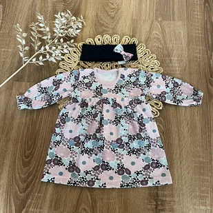 MAMATTI sukienko body dł.rękaw r.80 KWIATY SB11102 - Body dla niemowląt - miniaturka - grafika 1