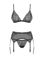 Komplety bielizny - Bielizna-shibu Komplet 3-częściowy Czarny S/m - miniaturka - grafika 1