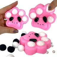 Zabawki sensoryczne - Gniotek Łapka Misiowa Różowa z pomponikami - miniaturka - grafika 1