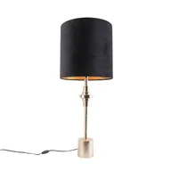Lampy stojące - QAZQA Lampa stołowa art deco złoty aksamitny klosz czarny 40 cm - Diverso - miniaturka - grafika 1
