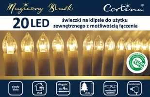 Lampki zewnętrzne świeczki na klipsach 20 LED biały ciepły - Oświetlenie świąteczne - miniaturka - grafika 1