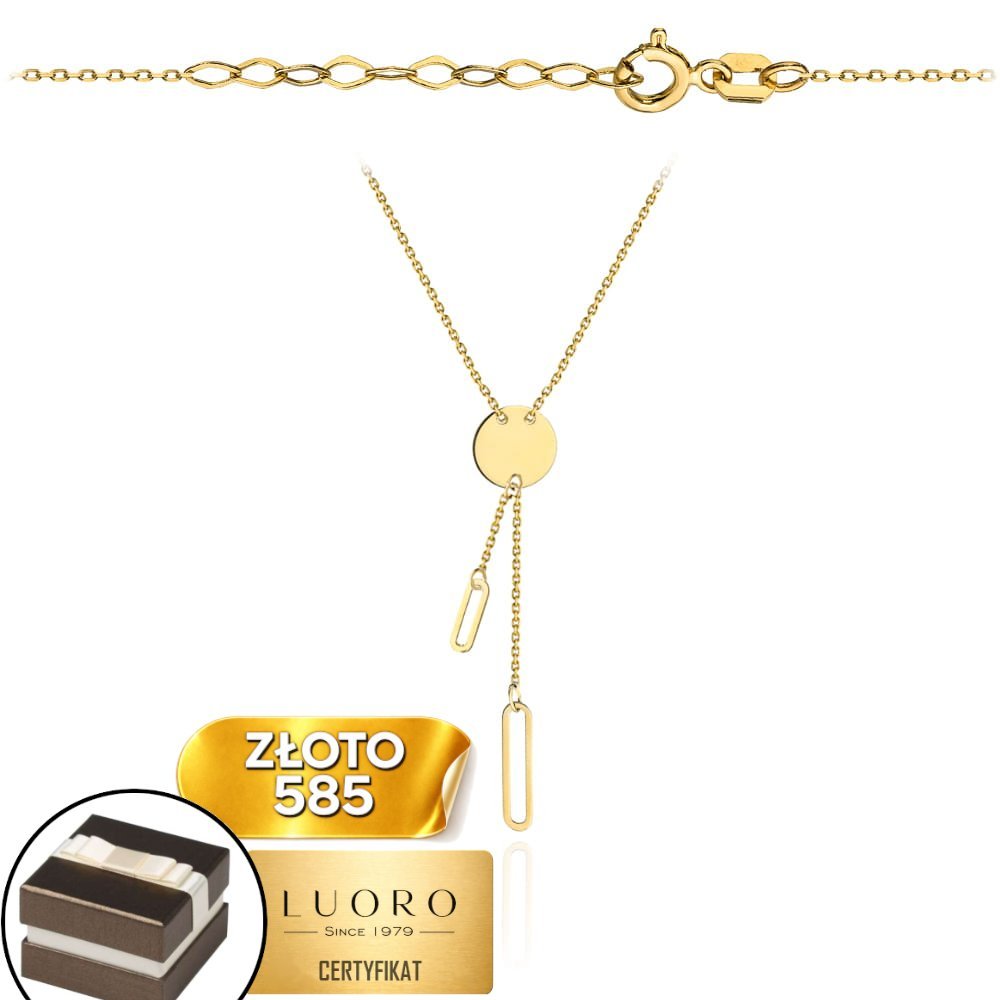 NASZYJNIK ZŁOTY 585 14K SPLOT KRAWATKA KÓŁKO 42 CM + 3 CM REGULACJA