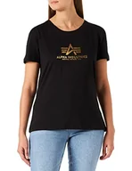 Koszulki i topy damskie - ALPHA INDUSTRIES Damska koszulka New Basic T Wmn Foil Print z krótkim rękawem, czarny/żółty, M - miniaturka - grafika 1