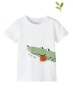 Kaftaniki dla niemowląt - Name it Koszulka "Fasio" w kolorze białym - grafika 1