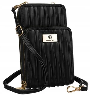 Torebka damska portfel 2w1 saszetka na telefon listonoszka czarna skóra eko - Torebki damskie - miniaturka - grafika 1