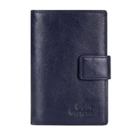 Portfele - Męski portfel skórzany uniseks średni granatowy - miniaturka - grafika 1