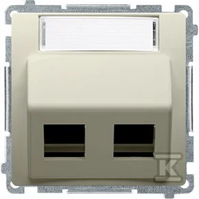 Kontakt Simon KONTAKT_SIMON Plakietka podwójnego gniazda teleinformatycznego z opisem BASIC Beżowy BMGKS2P.01/12 - Klawisze i ramki - miniaturka - grafika 1