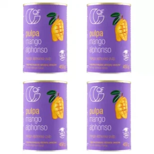 Quality Food Pulpa z mango Alphonso 99,9% mango Zestaw 4 x 450 g - Owoce w puszkach i słoikach - miniaturka - grafika 1