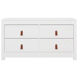 Lumarko Komoda, biały, 100x40x54 cm, lite drewno sosnowe - Komody - miniaturka - grafika 4