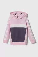 Bluzy dla dziewczynek - adidas bluza dziecięca kolor różowy z kapturem wzorzysta - miniaturka - grafika 1