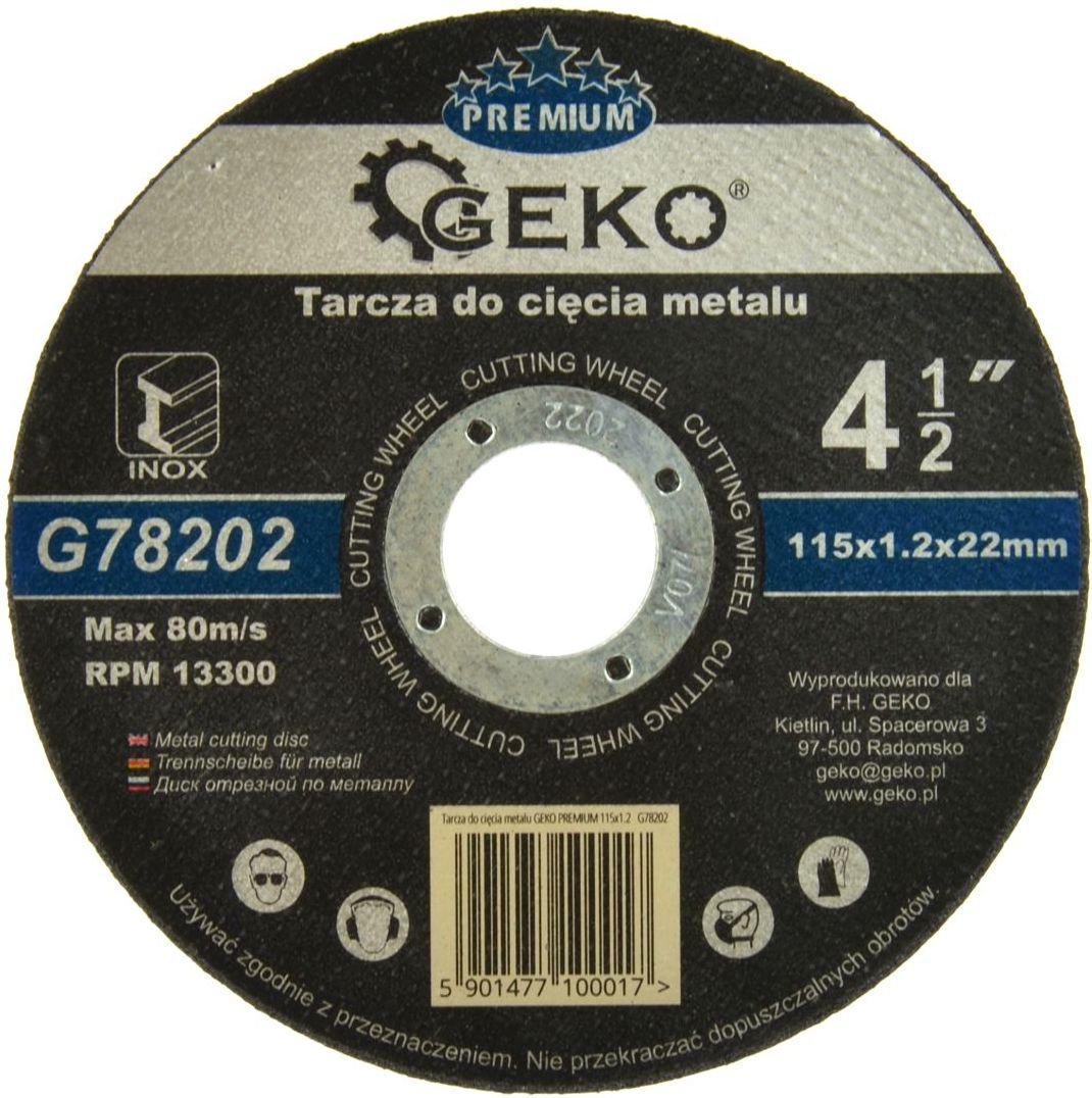 Geko tarcza do cięcia metalu Premium 115x1,2 Inox G78202