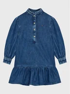 Sukienki i spódniczki dla dziewczynek - Tommy Hilfiger Sukienka jeansowa Denim Frill Collar KG0KG07026 D Niebieski Regular Fit - miniaturka - grafika 1