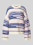 Swetry damskie - Sweter z dzianiny o kroju oversized z abstrakcyjnym wzorem w paski model ‘NUSA’ - miniaturka - grafika 1