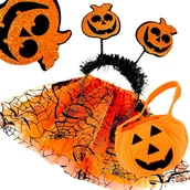 Dodatki do strojów karnawałowych - Spódniczka Opaska Koszyk Strój uśmiechnięta Dynia Pajęczyna Halloween - miniaturka - grafika 1