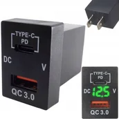 Ładowarki samochodowe - ŁADOWARKA SAMOCHODOWA MONTAŻOWA USB 12V-24V QC3.0 PD ZIELONY WOLTOMIERZ - miniaturka - grafika 1