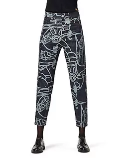 Spodnie damskie - G-STAR RAW JANEH ULTRA HIGH MOM ANKLE dżinsy damskie, Wielokolorowy (Raw Denim Charcoal Line Art Splatter D16083-c472-b894), 33W / 34L - grafika 1