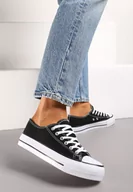 Trampki damskie - Czarne Trampki Przed Kostkę o Klasycznym Fasonie Wilarosa - miniaturka - grafika 1