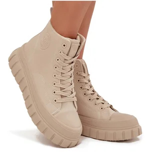 Ocieplane Trampki Damskie Na Platformie Z Eko Skóry Big Star SS274535 Beżowe-36 - Trampki damskie Ocieplane Trampki Damskie Na Platformie Z Eko Skóry Big Star SS274535 Beżowe-36 - Trampki damskie - miniaturka - grafika 1