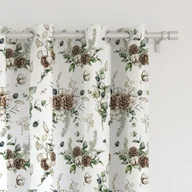 Zasłony - Zasłona WINTER wzór BN34 | szyszki z kwiatami bawełny 150 x 150 cm tkanina zaciemniająca - miniaturka - grafika 1
