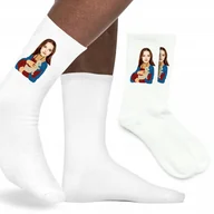 Skarpetki męskie - SKARPETY WŁASNE ZDJĘCIE Dama z Łasiczką Twoja TWARZ KREATOR ONLINE 39-45 - miniaturka - grafika 1