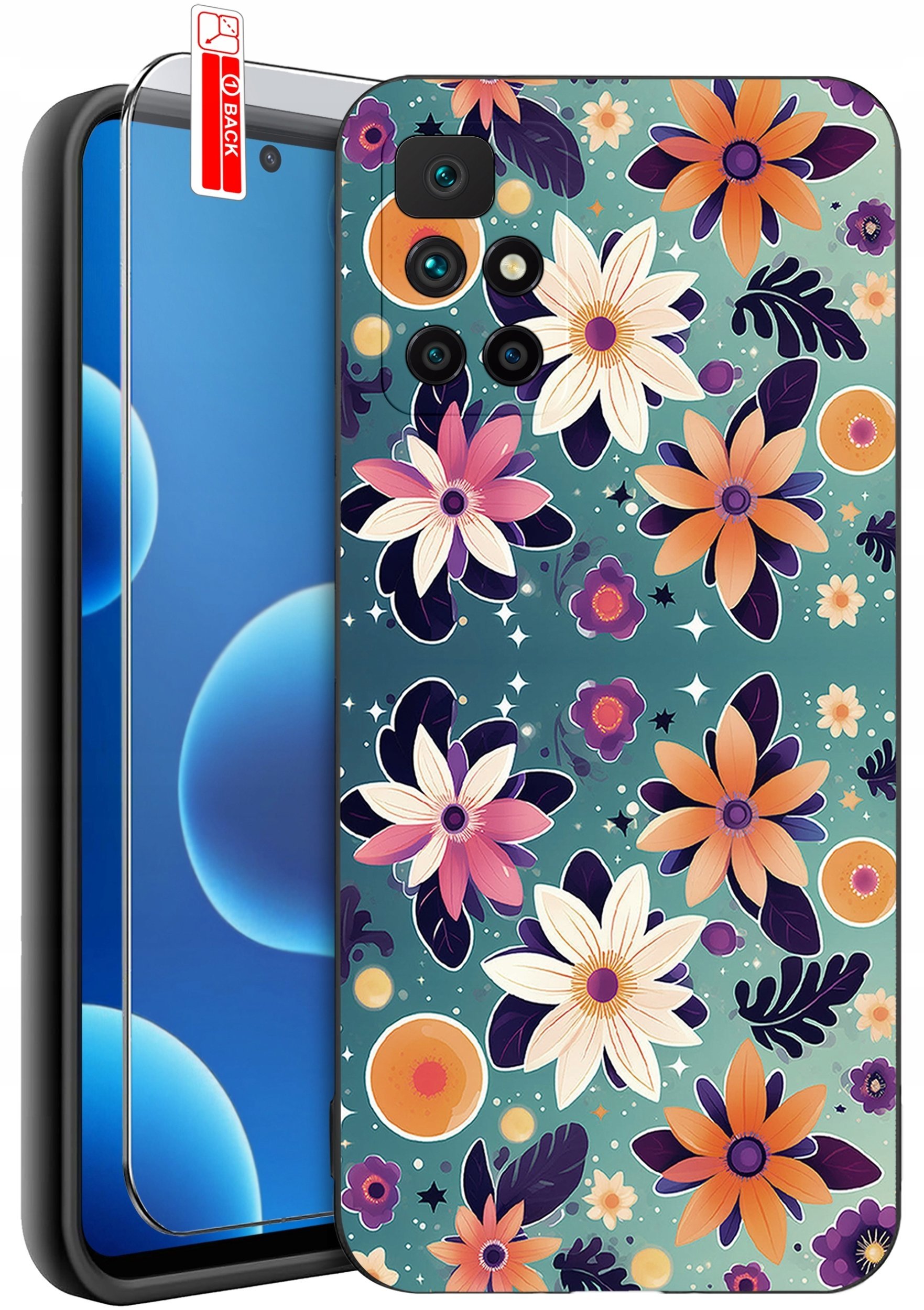 krainaGSM Etui Do Xiaomi Redmi 10 Wzory Silikonowe Matt Case + Szkło 9H