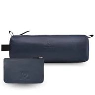 Kosmetyczki, organizery i kuferki - Kosmetyczka Skórzana Granatowa I Etui Na Klucze Ze Skóry Naturalnej Zestaw ZUP-120-DB - miniaturka - grafika 1