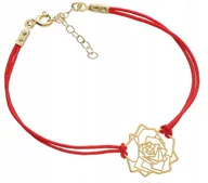 Bransoletki - Złota bransoletka sznurkowa róża origami różyczka kwiat srebro 925 - miniaturka - grafika 1