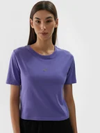 Koszulki sportowe damskie - Damski t-shirt crop-top 4F 4FWAW24TTSHF1701 - niebieski - miniaturka - grafika 1