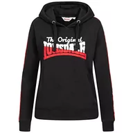 Bluzy damskie - Lonsdale Damska bluza z kapturem L, czarny/czerwony/biały, L - miniaturka - grafika 1