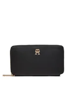 Portfele - Tommy Hilfiger Duży Portfel Damski Iconic Tommy Large Za AW0AW16009 Czarny - miniaturka - grafika 1