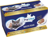 Mokra karma dla kotów - Mus dla dorosłych kotów, mix 4 smaków PreVital mini puszka 4x 85 g - miniaturka - grafika 1