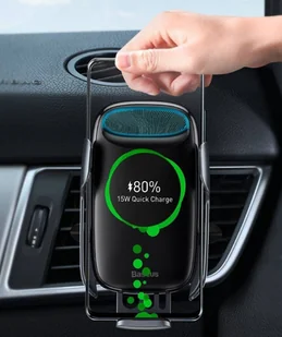 Baseus Milky Way samochodowa bezprzewodowa ładowarka Qi 15W elektryczny uchwyt na telefon srebrny (WXHW02-0S) - Ładowarki do telefonów - miniaturka - grafika 10