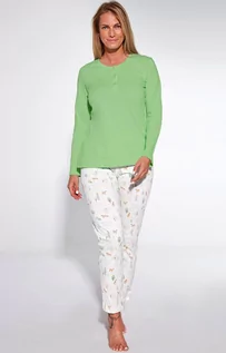 Piżamy damskie - Dwuczęściowa piżama damska 771/371 Debbie, Kolor zielony-ecru, Rozmiar S, Cornette - Intymna - grafika 1