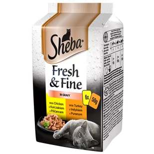 Sheba saszetka 6x50g Fresh & Fine mokra karma dla kotów w sosie z kurczakiem z drobiem z indykiem) 38326-uniw - Mokra karma dla kotów - miniaturka - grafika 1