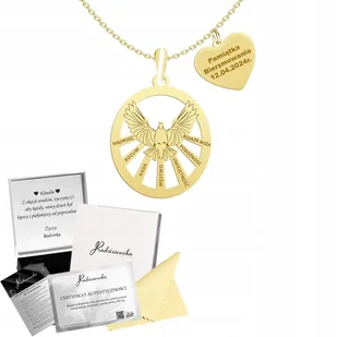 Złoty Łańcuszek z Duchem Świętym Serce na Bierzmowanie 925 Prezent GRAWER - Łańcuszki - miniaturka - grafika 1