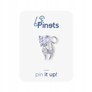 PINETS Kotek broszka z cyrkoniami kolor srebrny - Broszki - miniaturka - grafika 1