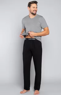Dallas piżama męska kr.dł., Kolor szary melanż-czarny, Rozmiar S, Italian Fashion - Intymna - Piżamy męskie - miniaturka - grafika 1