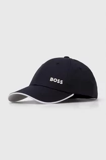 Czapki męskie - Boss Green czapka z daszkiem bawełniana kolor niebieski gładka - grafika 1