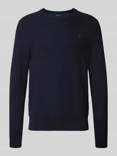 Sweter z dzianiny z wyhaftowanym logo - Swetry męskie - miniaturka - grafika 1