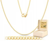 Biżuteria dla dzieci - ZŁOTY KLASYCZNY ŁAŃCUSZEK SPLOT PANCERKA DEDYKACJA 38 CM 14KT 585 - miniaturka - grafika 1