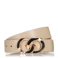 Paski - Damski pasek skórzany z dekoracyjną klamrą kremowy - Wittchen - miniaturka - grafika 1