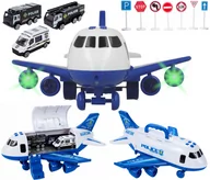 Samoloty i helikoptery - Samolot Interaktywny Policyjny Led Z Napędem + Samochody U517 - miniaturka - grafika 1