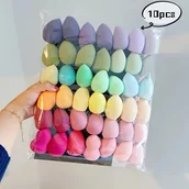 Gąbeczki do makijażu - TEMU 10 szt. Ultra-softowych gąbek do makijażu, Beauty Blender, niechłonny zestaw kosmetyków do podkładu, pudru i kremów - idealny prezent - miniaturka - grafika 1