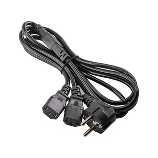 Akyga Kabel zasilający AK-PC-04A CEE 7/7 2xC13 250V/50Hz 1,8m czarny AK-PC-04A - Kable komputerowe i do monitorów - miniaturka - grafika 1