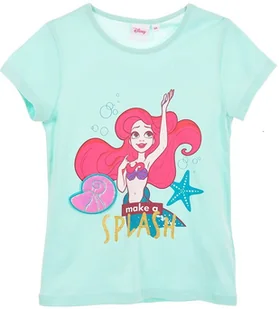Zielona koszulka dla dziewczynki z krótkim rękawem Disney syrenka Ariel - Moda i Uroda OUTLET - miniaturka - grafika 1