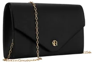 Torebki damskie - Torebka damska wieczorowa ROVICKY klasyczna kopertówka mała elegancka wizytowa na wesele skóra ekologiczna czarna na złotym łańcuszku - miniaturka - grafika 1