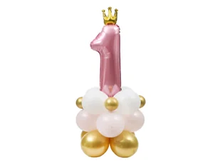 Zestaw balonów na roczek różowo-złoty - 19 szt. - Baby shower i roczek - miniaturka - grafika 1