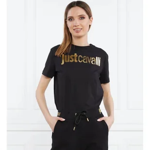 Just Cavalli T-shirt R LOGO GOLD Relaxed fit - Koszulki i topy damskie - miniaturka - grafika 1